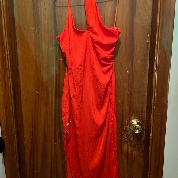 ASOS Hammered Satin Sexy Pencil Dress with Cami Straps and Spliced Shoulder - Picture 4 of 5